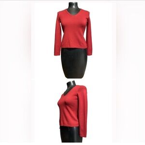 Ann Taylor Red V-Neck Cashmere Sweater